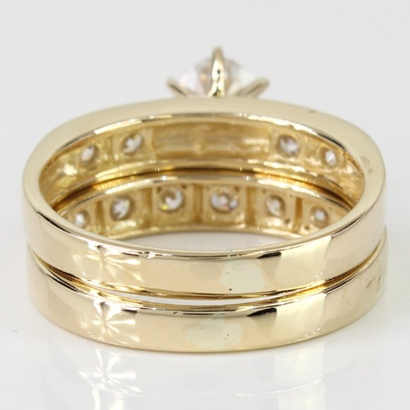 14k Gold Cubic Zirconia Wedding Ring Set - Picture 4 of 6